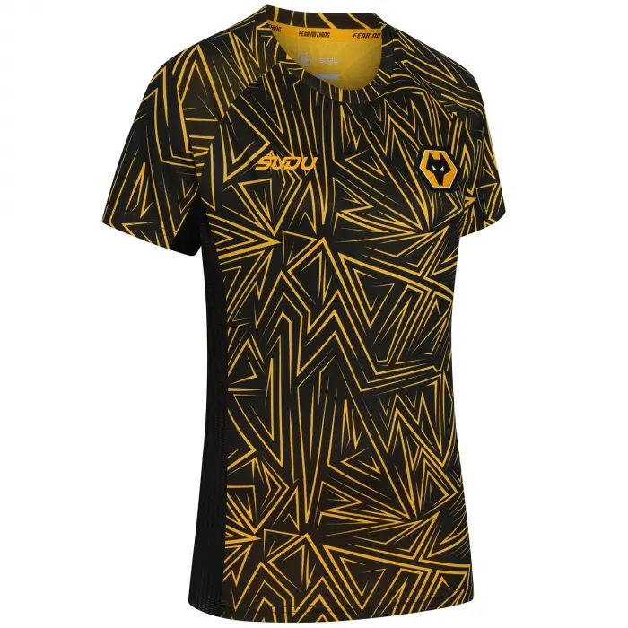Wolverhampton Wanderers Kits Shop | 2025-26 Home Pre Match T-Shirt – Black – Womens Wolves Jerseys and Gear